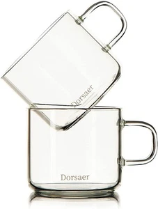 Glass Cups -6oz Small Crystal Clear Glass Coffee Cup for Latte,Cappuccino,Hot... - Picture 1 of 9