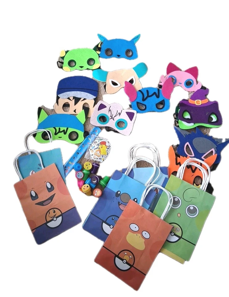 Pokemon Party Supplies Felt Masks Stickers Gift Bags - Image 1 of 1