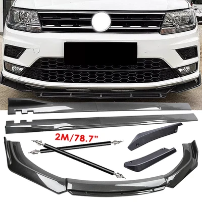 For Volkswagen Tiguan Carbon Fiber Side Skirt Rear & Front Bumper Lip Splitter Foto 1 de 4