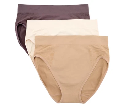 Breezies~Set of 3~Seamless Lace Comfort Hi-Cut Briefs~Small~Latte~A606737 11134 - Image 1 of 2