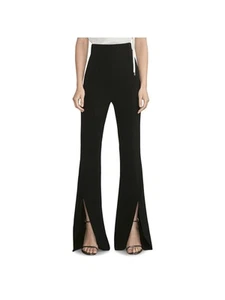 ET OCHS Womens Black Zippered Slit Flare Legs Slim Fit Party High Waist Pants 2 - Picture 1 of 6