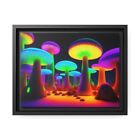 Neon Mushrooms Framed Canvas Wall Art - Unreal Series Pop Art