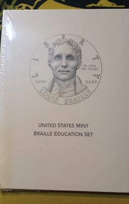 2009 P Louis Braille Silver Dollar US Mint Braille Education Set Sealed in OGP - Image 1 of 4
