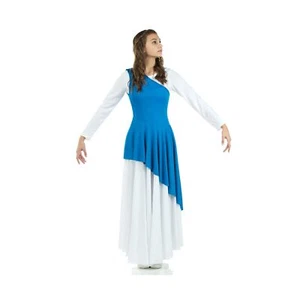Danzcue Women's Asymmetrical Praise Dance Tunic Bright Royal Small-Medium - Picture 1 of 3