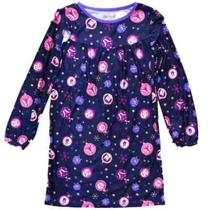 Girls Blue Flannel Animal Ornaments Christmas Holiday Nightgown Cat & Deer - Picture 1 of 1