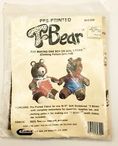 Ancien ours en peluche tissu Raymar préimprimé ours en T pour 16-17" doux sculpté - Photo 1/4