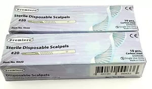 Bisturíes desechables estériles #20 acero al carbono 2 cajas 20 piezas instrumentos quirúrgicos - Imagen 1 de 2