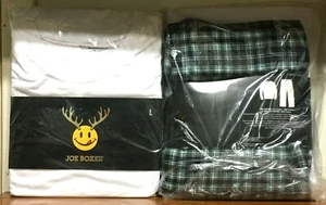 Joe Boxer Men's 2pc Flannel Long-Sleeve Pajama Set White Top Green Plaid New - Picture 1 of 15