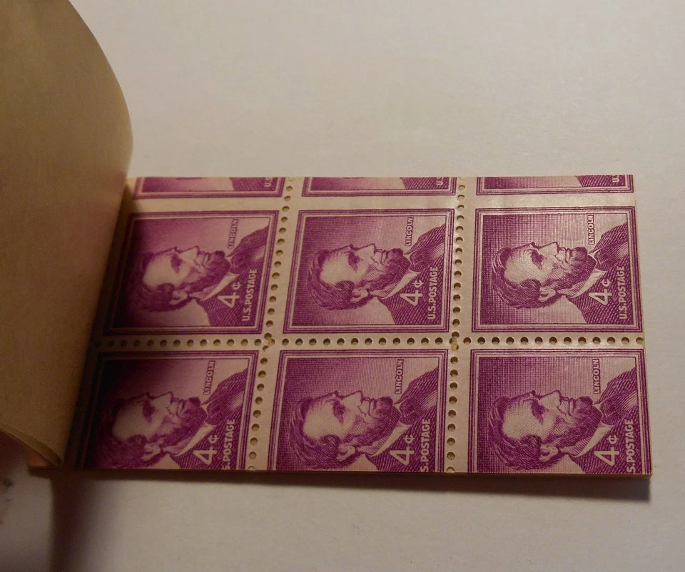 1958 Lincoln 4c BK109 (4 panes Sc 1036b) untagged miscut EFO complete - Image 1 of 4