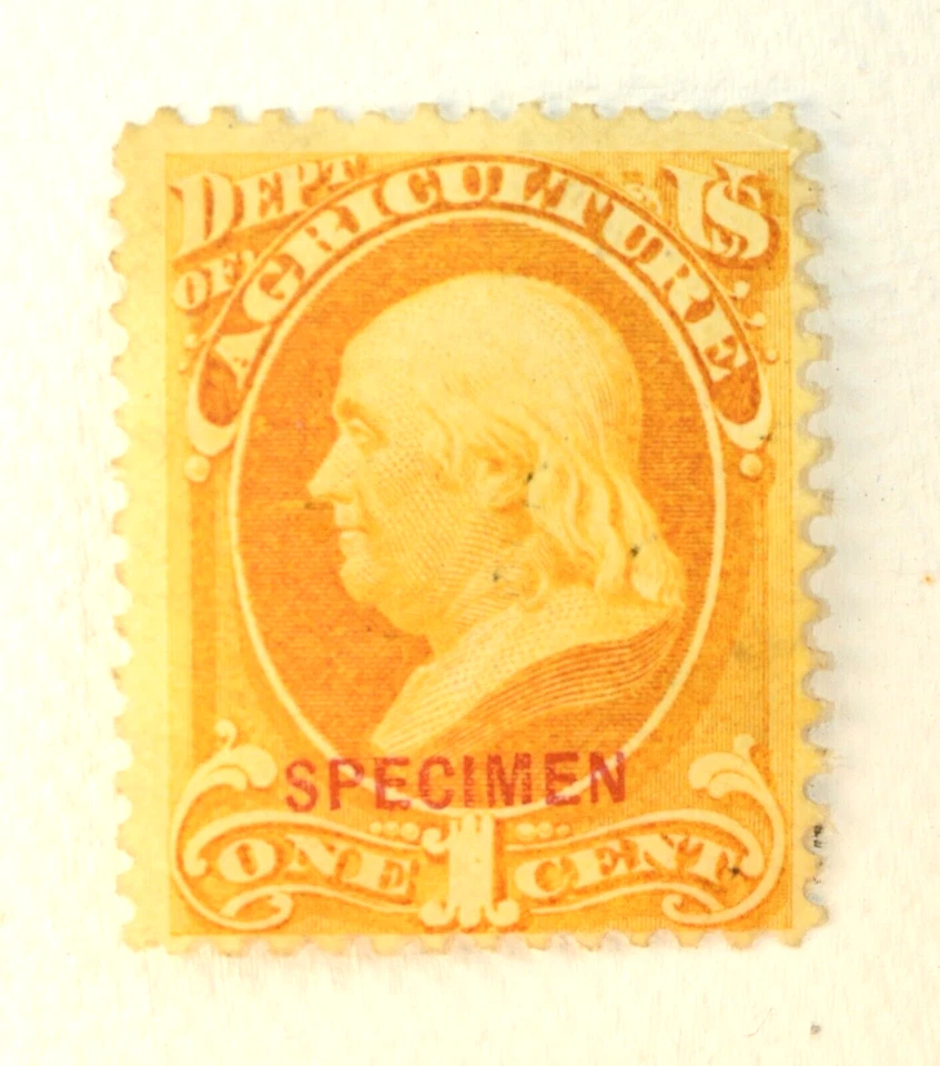 SELLO DE ESTADOS UNIDOS SCOTT #O1S FRANKLIN 1C DEPARTAMENTO DE AGRICULTURA ESPÉCIMEN MH, 1873 Foto 1 de 2