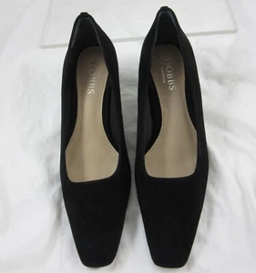 Hobbs Black Suede Court Shoes 37/UK4 - kitten heels/square toe - unworn - Picture 1 of 7