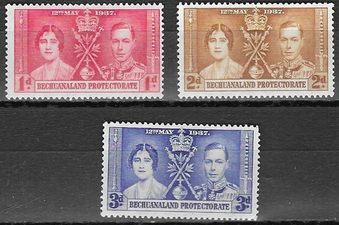 Stamps Bechuanaland 1937 KGVI Coronation set of 3 MH SG115-117 Cover