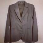 Theory Button Wool Blend Blazer Suit Jacket Muted Plaid Brown Cream Tan