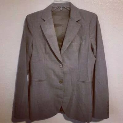 Blazer Traje Chaqueta Theory Botón Mezcla Lana Silenciado Cuadros Marrón Crema Tostado Foto 1 de 4