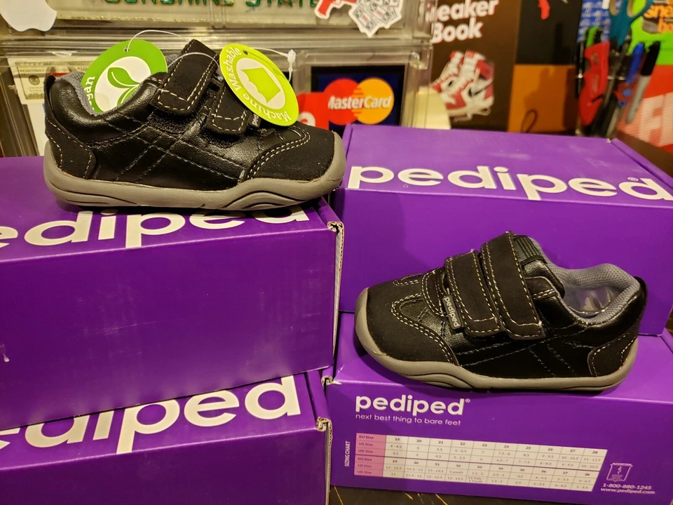 Pediped GEHRIG Niños Cuero Negro Zapatos Tenis Niño 4T 4.5T EE. UU. / 19 EUR Foto 1 de 4