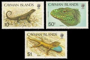 Islas Caimán 1987 - Mi-N.o 593-595 ** - Estampillada sin montar o nunca montada - Reptiles / Reptiles - Imagen 1 de 1