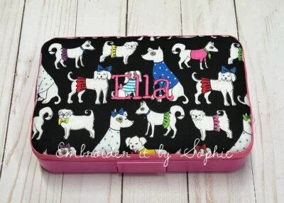 Personalized Embroidered Kids Pencil Box Art Supplies Box Funny Dogs - Image 1 of 4