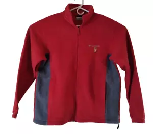 Columbia Giacca Uomo L Rosso/Grigio Zip Up Pile Manica Lunga Collo Alto Gorpcore - Foto 1 di 13