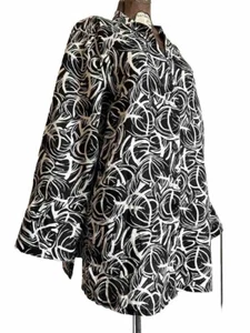 Susan Bristol Women’s 1X Blouse LINEN Black White Abstract Artsy Lagenlook EUC - Picture 1 of 10