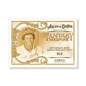 #FG-46 Rod Carew gold #/10 made 5x7 2018 Topps Allen & Ginter Fantasy Goldmine