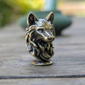 Heftige Messing Wolfskopf Figur Handarbeit Wild Spirit USA Handarbeit - Bild 1 von 10