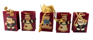 Christmas Mini Gift Bag Ornaments Santa Mrs. Claus Teddy Bear Blue - Picture 1 of 6