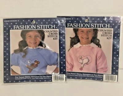 Lot of 2 Banar Designs Fashion Stitch Counted Cross Stitch Kits Bear Duck/Goose - Image 1 of 4