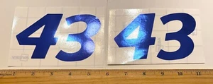 Richard Petty #43 THE KING of NASCAR Cobalt Blue Vinyl Foil Decal Sticker PAIR - Picture 1 of 2