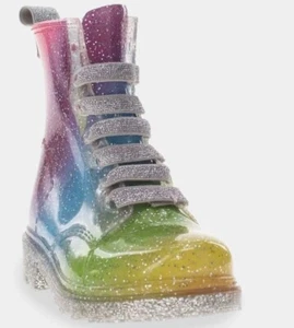NEW Western Chief Toddler Girls' Ombre Rainbow Print Glitter Rain Boots Size 6 - Picture 1 of 9