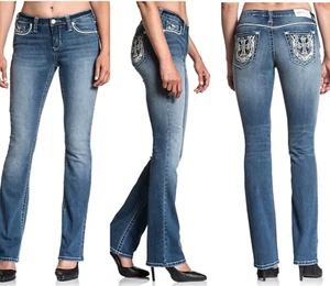 AFFLICTION Women's Denim Jean JADE STANDARD KENZE Embroidered - Picture 1 of 11