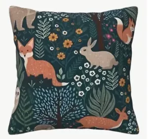 Fox Deer Bunny Fall Christmas Throw Pillow Cover Winter Holiday Home Decor - Picture 1 of 3