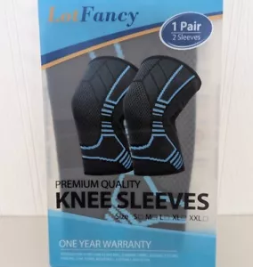 1Pair Knee Compression Sleeves Basketball volleyball Brace Support Small Blue - Picture 1 of 2