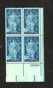 1956 U.S. Commemorative 3c LABOR DAY ISSUE Plt#Blk Sc#1082 M/NH/OG - Picture 1 of 1