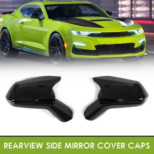 For 2016-2022 2023 Chevy Camaro Gloss Black Side Mirror Covers  Add-On w/o TSH , - Picture 1 of 10