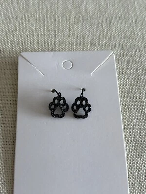Pendientes colgantes Origami Owl ER2128 negro con patas de perro con cristales de Swarovski "Nuevo" Foto 1 de 4