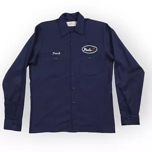 Peels NYC Shirt Mens Small Blue Flower Pockets Work Shirt Long Sleeve Peach Twil - Picture 1 of 10
