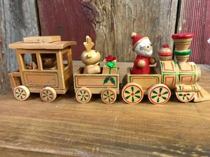 Vtg 1984 Dakin Wooden Christmas Train Santa Deer Bear Read - Picture 1 of 9