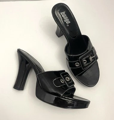 BONGO Vintage Platforms Black Patent Buckle Heels - Size 9 New - Image 1 of 4