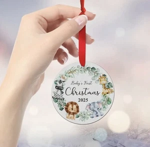 Baby’s First Christmas Ornament Safari Tier Andenken Kugel 2025 - Bild 1 von 3