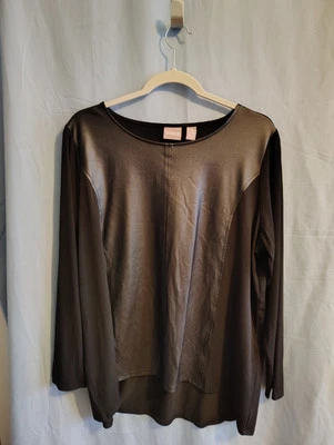 Blusa para mujer Chico talla 3 imitación cuero panel frontal manga larga elástica... Foto 1 de 4