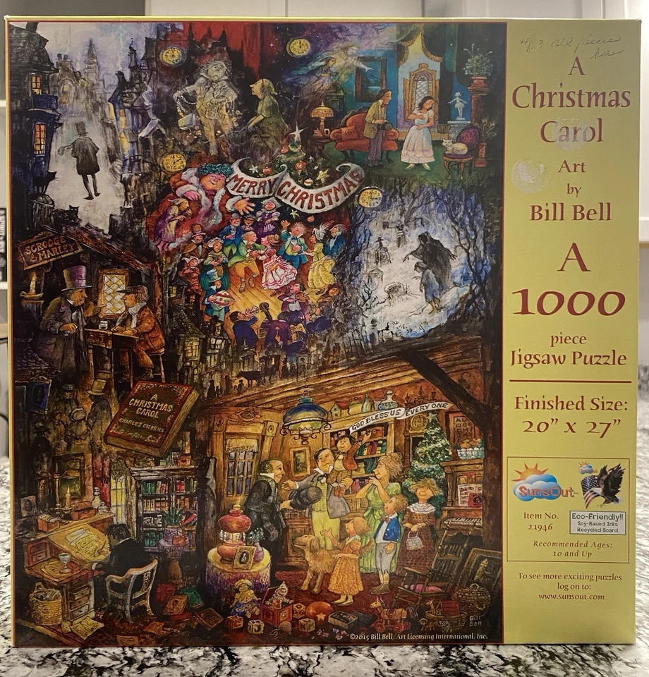 🔴🟢SunsOut, A Christmas Carol, RARE, 1000 pce Art by Bill Bell, Scrooge Holiday - Image 1 of 4