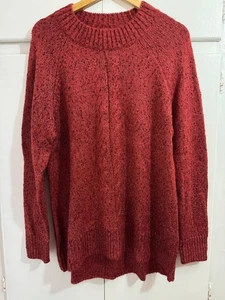 Neu! Denim & Co Naturals Pullover mit Zopfmuster und Hi-Lo Saum, rostrot, Größe L - Bild 1 von 11