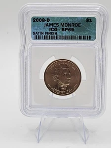 2008-D James Monroe Presidential Dollar graded ICQ-SP69 with a satin finish. - Bild 1 von 4