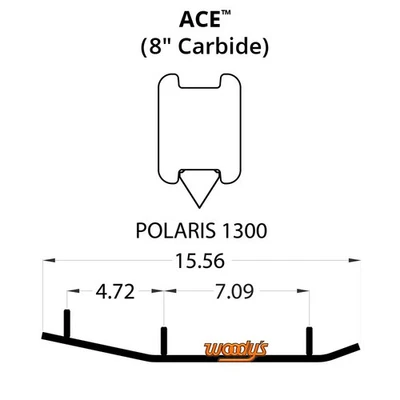 Woodys Ace Flat-Top Carbide Runners for 2013 Polaris 800 Rush Snowmobile - Image 1 of 2