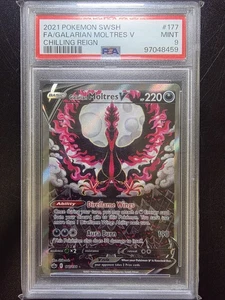 PSA 9 Galarian Moltres V 177/198 - 2021 Chilling Reign Alternate Art Pokemon - Picture 1 of 2