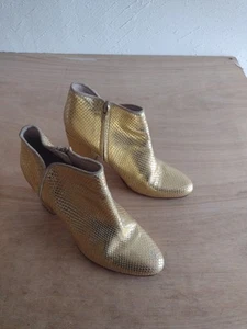 Opening Ceremony Gold Leather Snakeskin Ankle Boots Size 40 - Picture 1 of 21