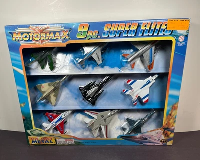 Motormax 9PC SUPER FLITES Military Jet Die-cast Metal Plane Set 63006 RedBox - Image 1 of 4