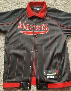 Portland Trail Blazers Warm Up Shirt Mens XL Black Stitiched Hardwood Classics - Picture 1 of 7