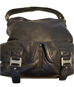 Michael Kors Schultertasche schwarz Pebbled Leder Front Pattentaschen mit Schnallen - Bild 1 von 23