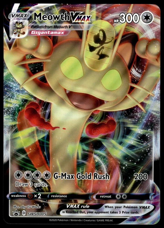 Meowth VMAX SWSH005 JUMBO OVERSIZED Black Star Promo Pokemon Card - Image 1 of 3